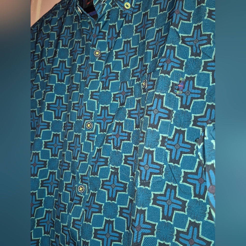 William Murray Blue Geometric Pattern Men's Shirt - image 3